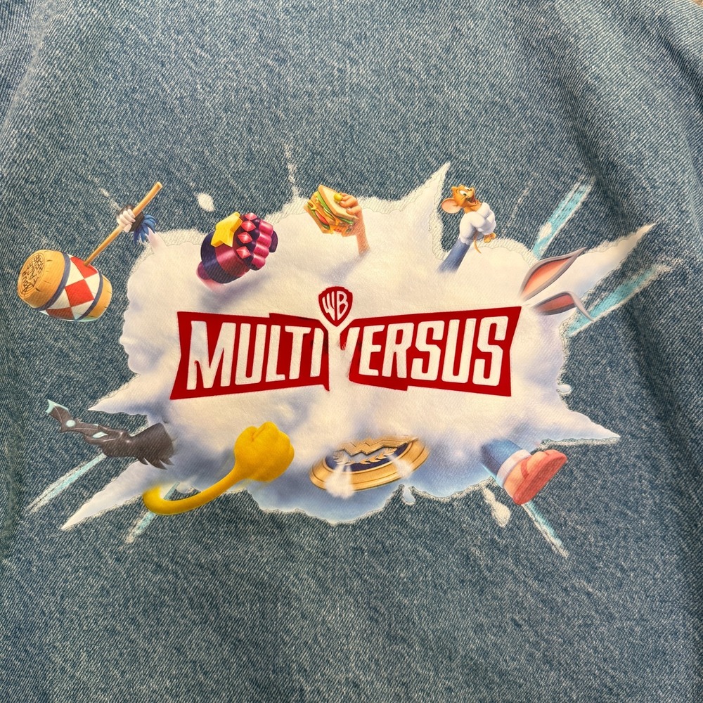 WB Multiversus‎ Denim Varsity Jacket Men Large Game Official Merch Gaming RARE - Picture 11 of 14